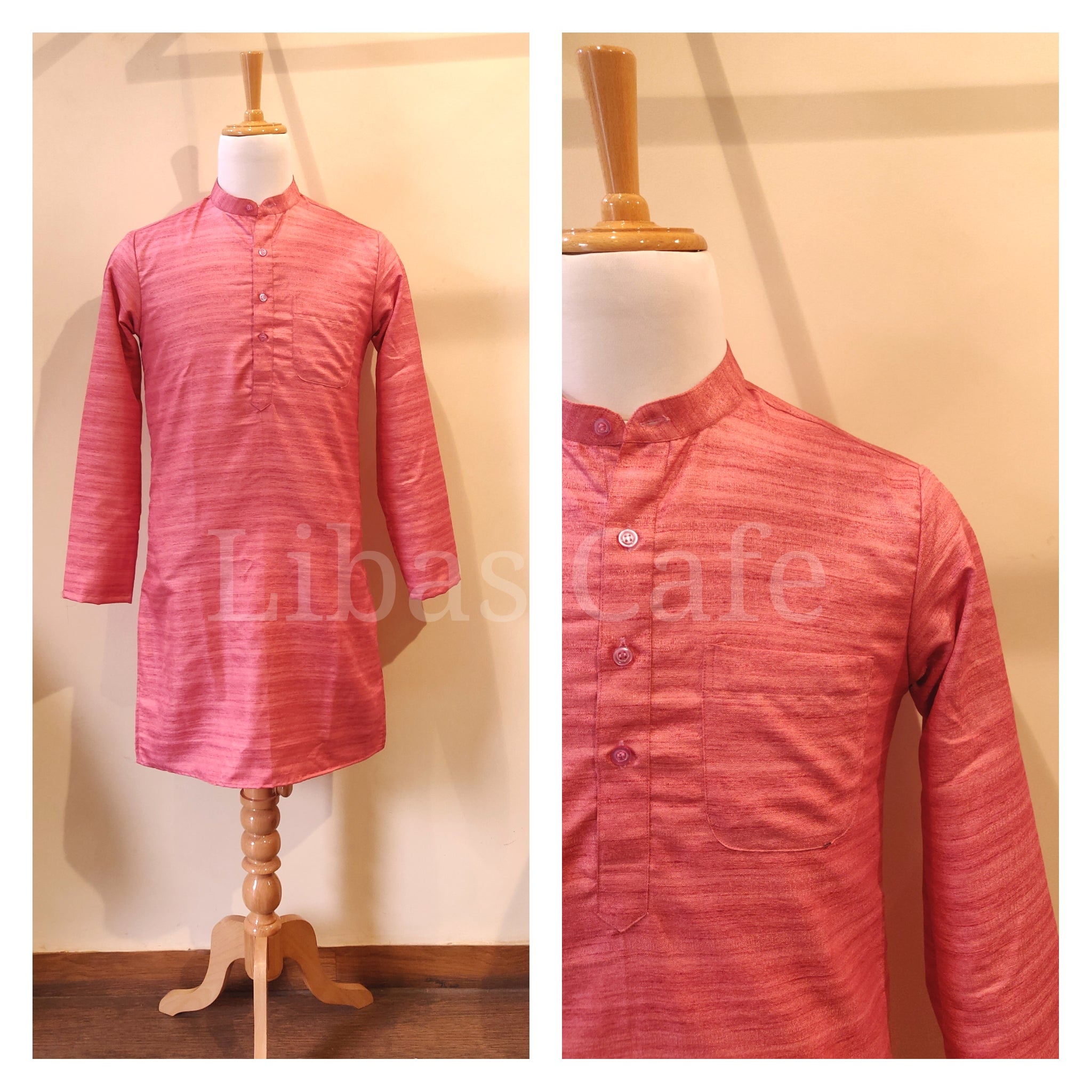 Dark Peach Silk Kurta
